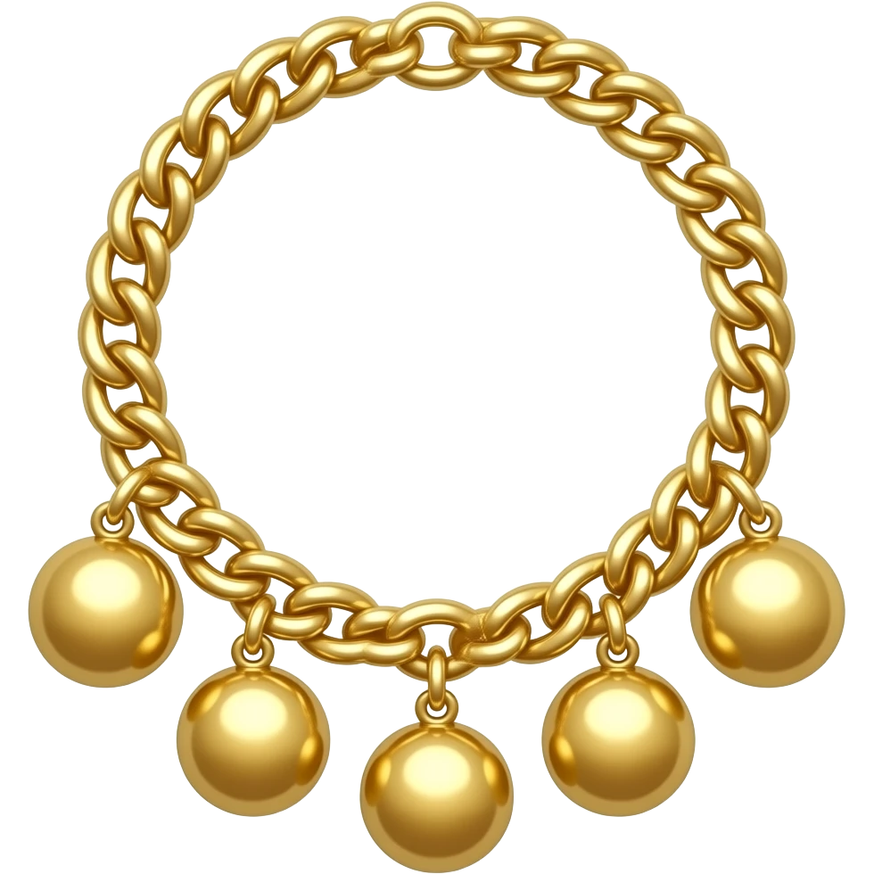 faça o emojo de uma corrente de ouro amarelo grossa com seis pingentes redondos um do lado do outro emoji