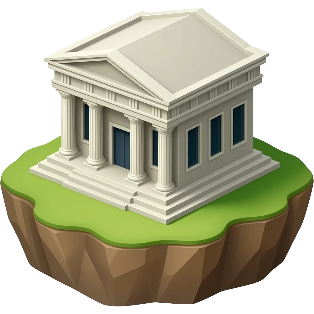 Make custom emojis from this image as inspiration. I'm building an automatic cryptocurrency trading bot in telegram. Make me an emoji from this image with a black border and white background. For this emoji envision a bank building on the rock face emoji