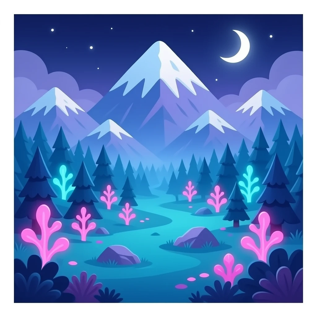 A STRAIGHT FRONT VIEW of an ultra-realistic 3D smooth render of Pandora from the Avatar movie, designed in a vibrant cartoon style. The scene features floating mountains, glowing bioluminescent plants, and soft neon-blue forests with pink and purple accents. emoji