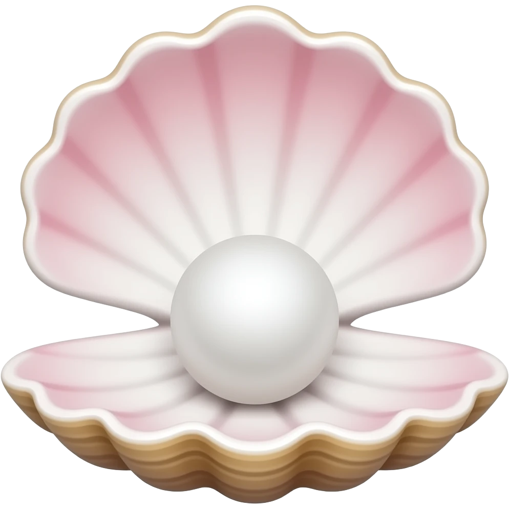 White and light pink clam with a shiny white pearl in side emoji