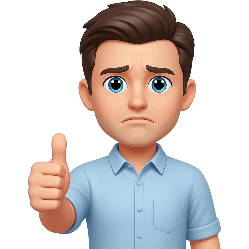 A disappointed man giving a thumbs-DOOOOWN emoji