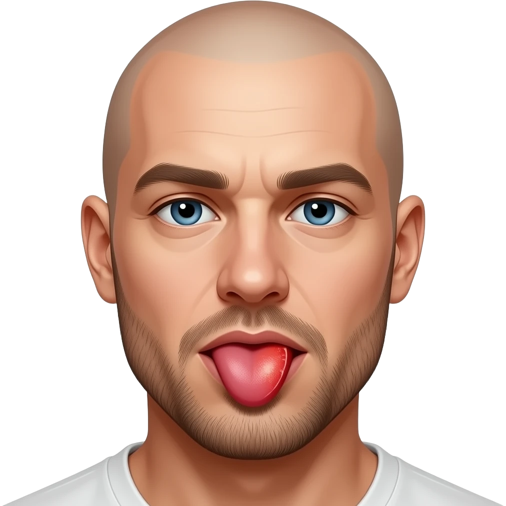 Bald man licking fruit sexily emoji