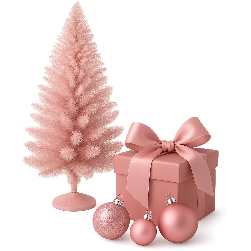 Pink christmas, remove background  emoji