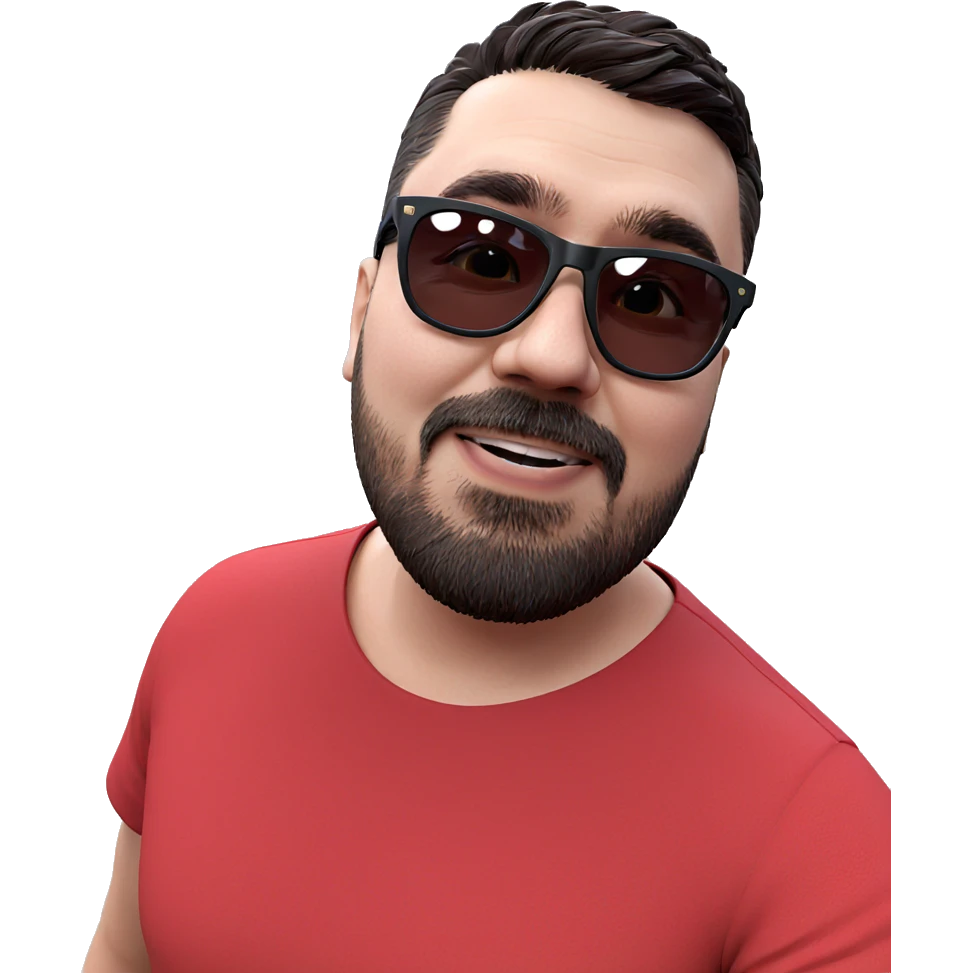 cool dude in red shirt emoji