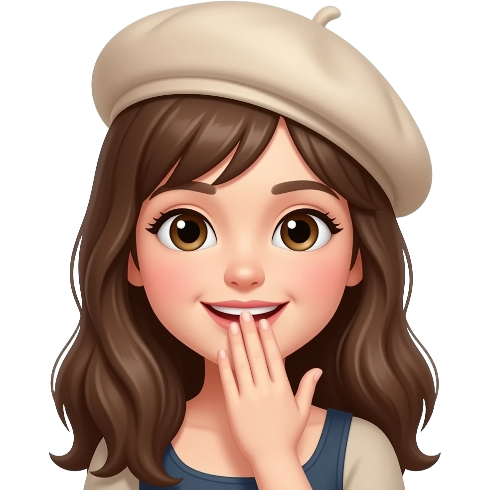 combine those emojis:🤭😋 and add a berret emoji