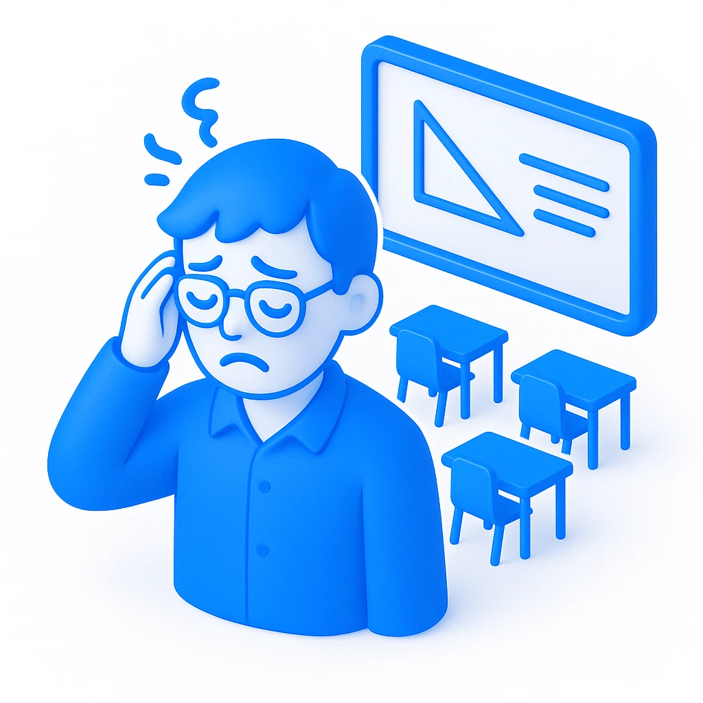 exhausted teacher in a bustling classroom emoji