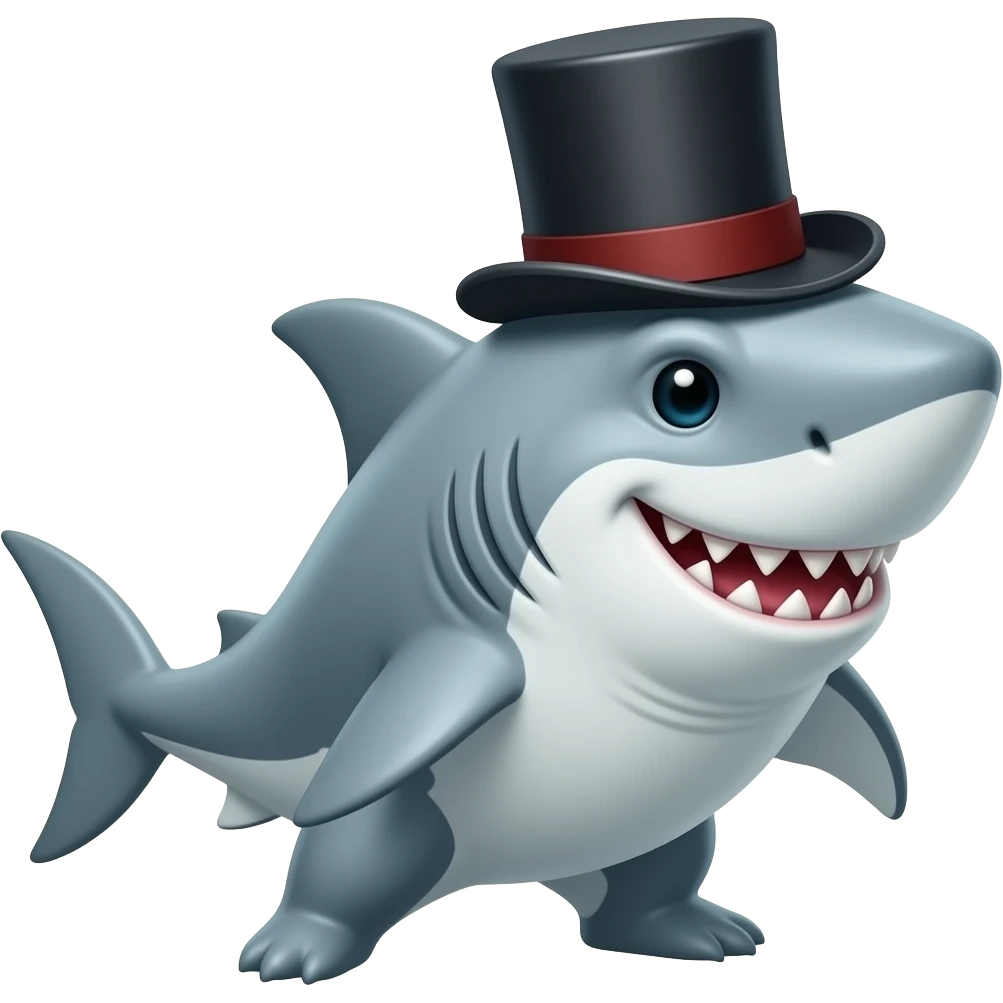 Shark with a top hat emoji