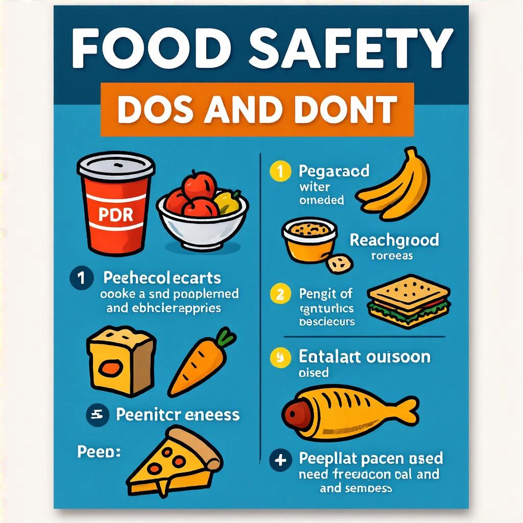 make a detail poster with title of "food safety dos and dont" emoji