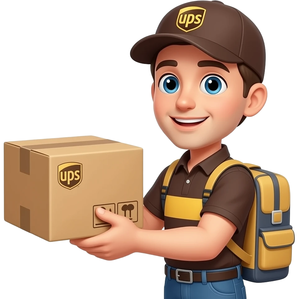 Delivery man throw a Ups pakket emoji