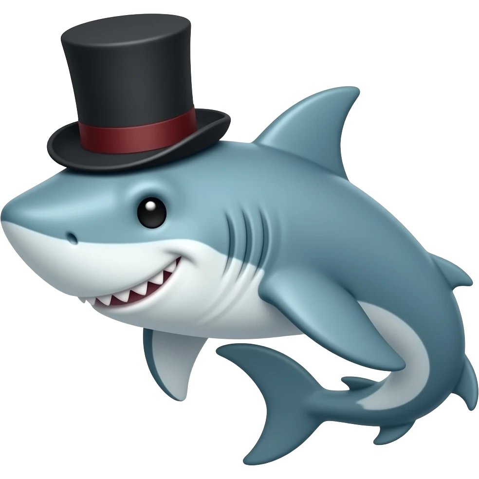 Shark with a top hat emoji
