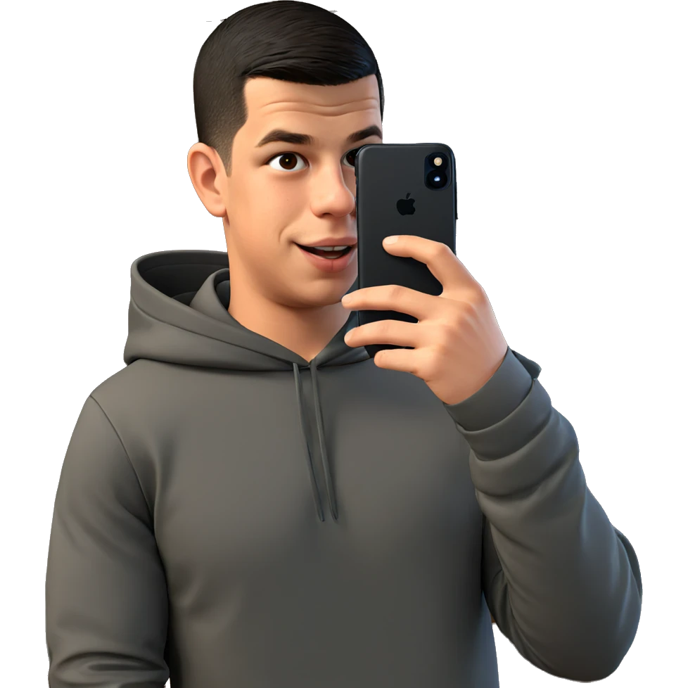 smiling boy taking selfie emoji