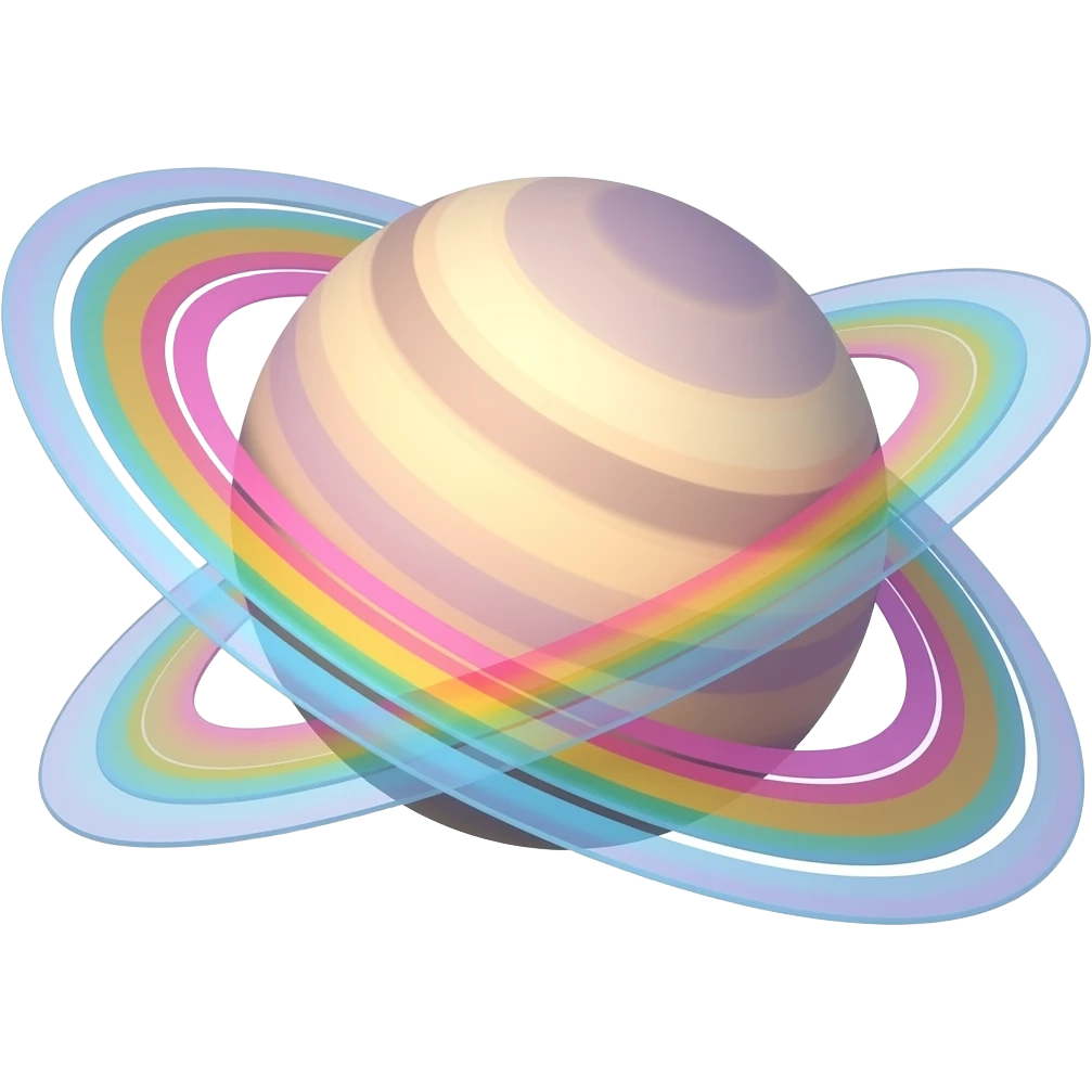 small pastel Saturn with colorful rings emoji