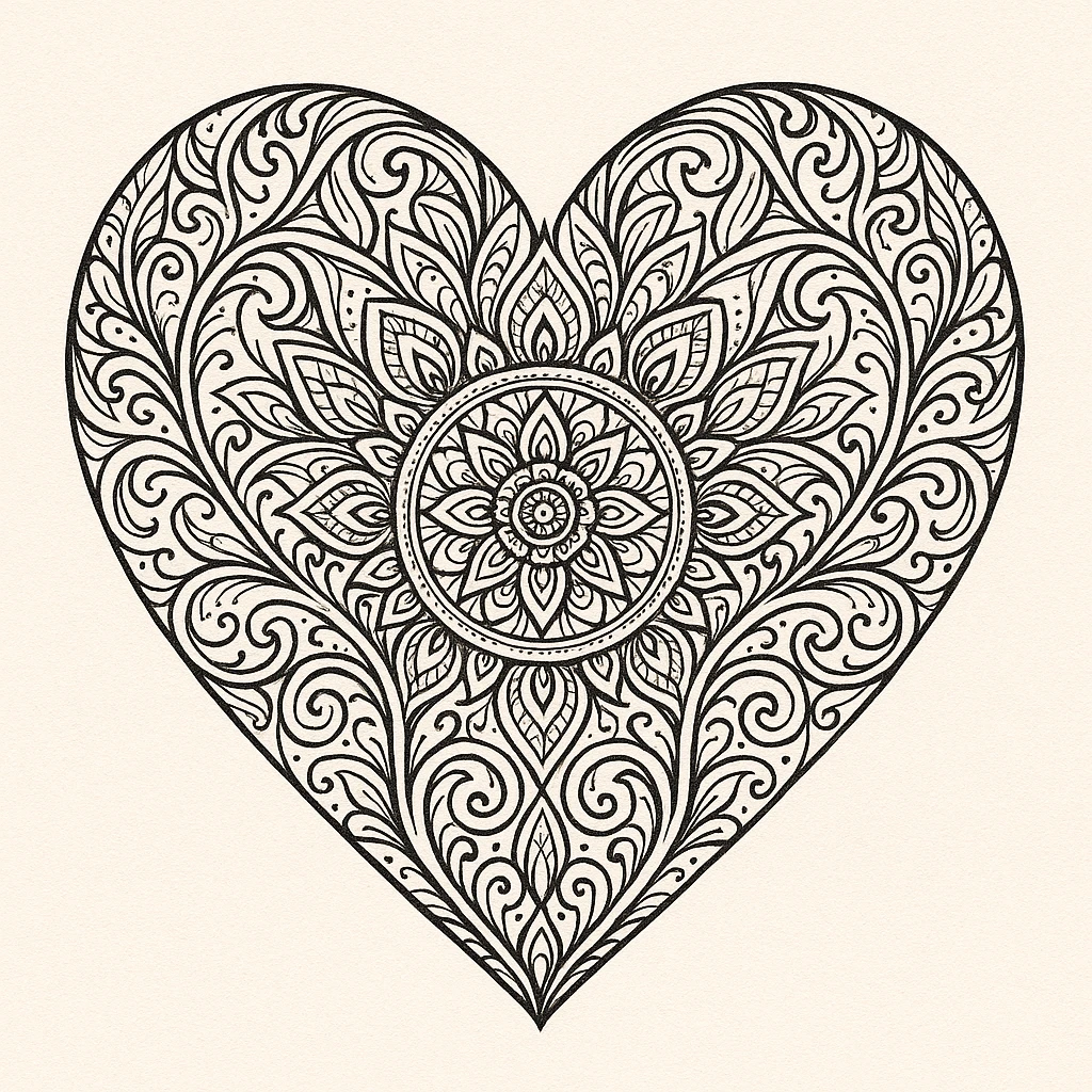 heart with intricate mandala pattern, detailed emoji