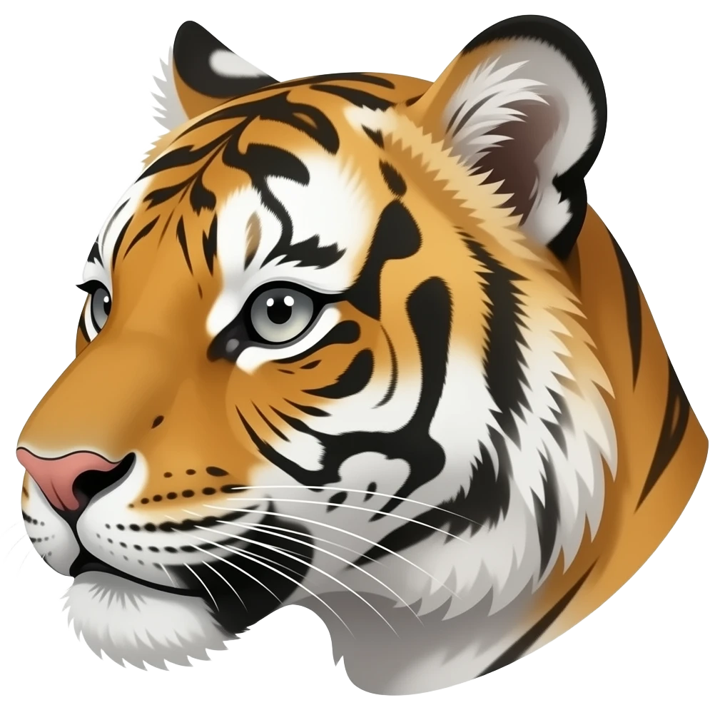 A little bit gorgeous tiger head anime eyes realistic Turn sideways gray eyes But see  like anime eyes emoji