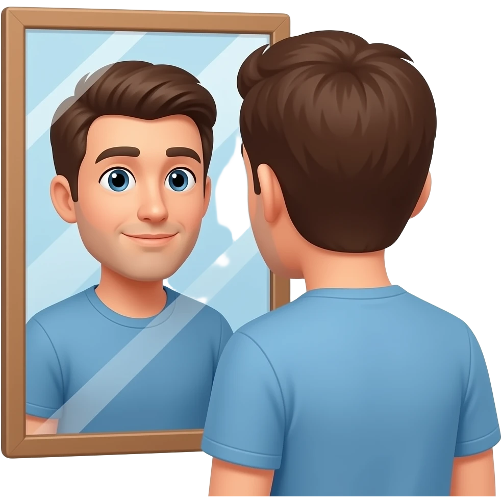 comparison man looking in mirror Me vs them emoji