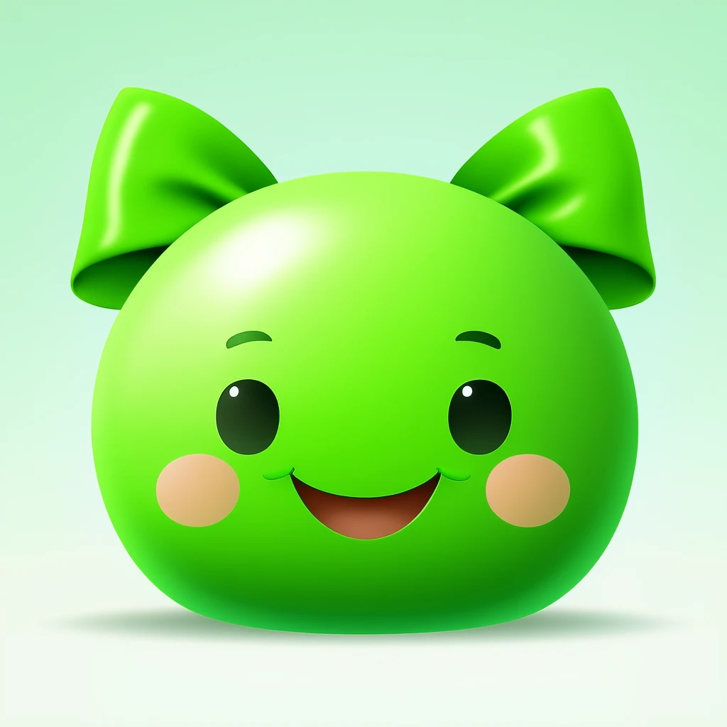 cute and shiny green bow emoji emoji