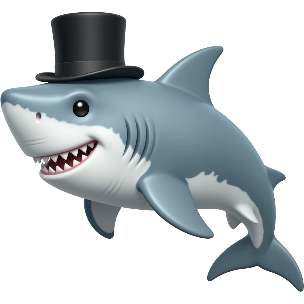 Shark with a top hat emoji