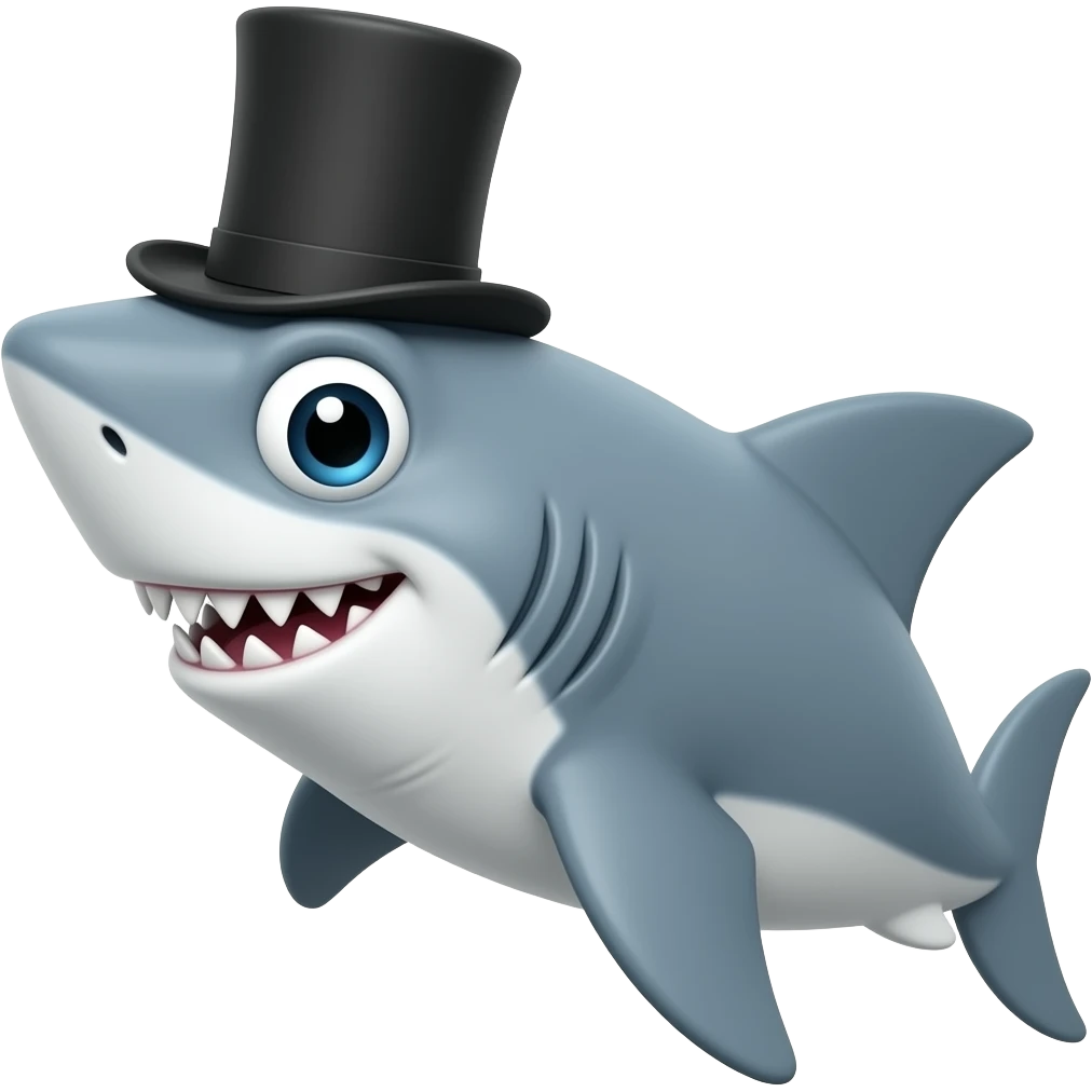 Shark with a top hat emoji