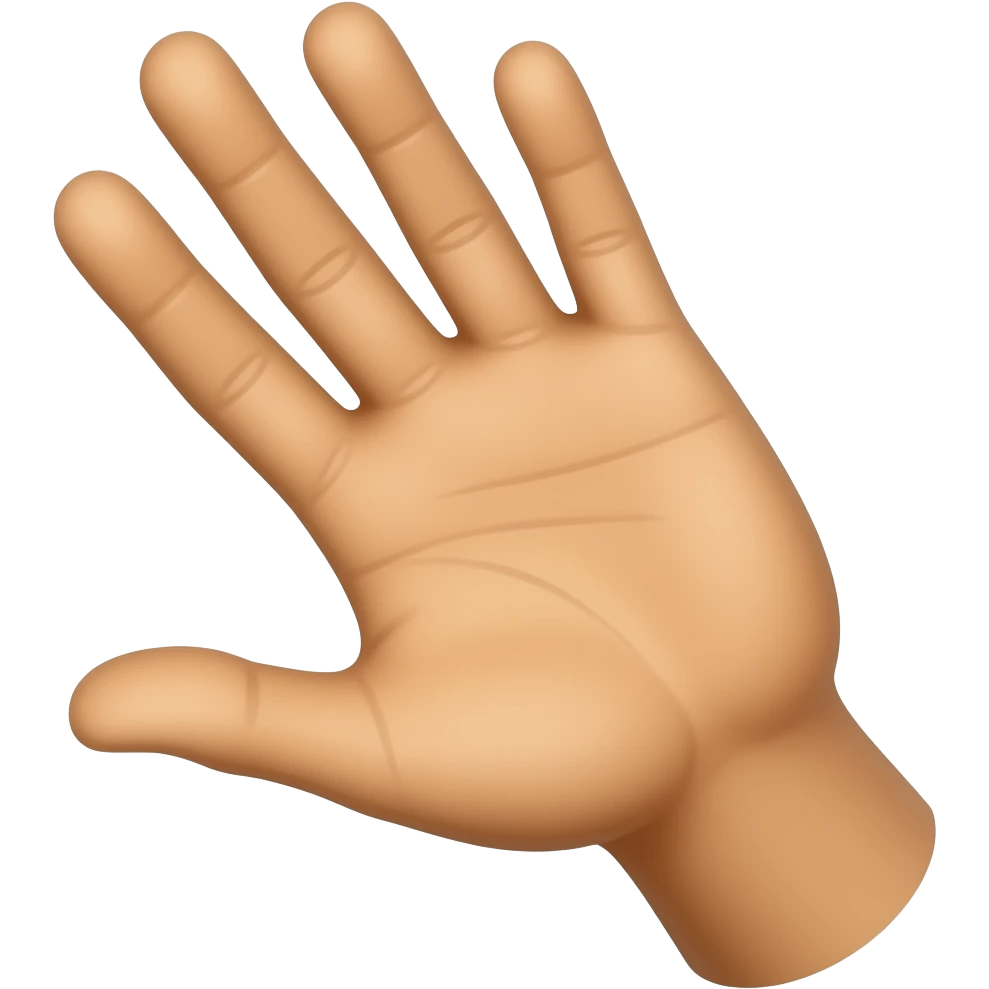 A failed artist raising his hand at 45 angle while his fingers are open make his hand leaning emoji
