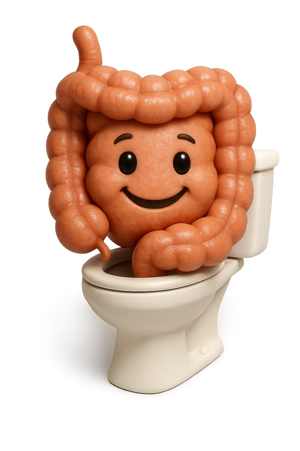 EMOJI STILE IPHONE 3D DI intestino felice seduto sul wc  FALLO MOLTO REALISTICO IN 3D emoji