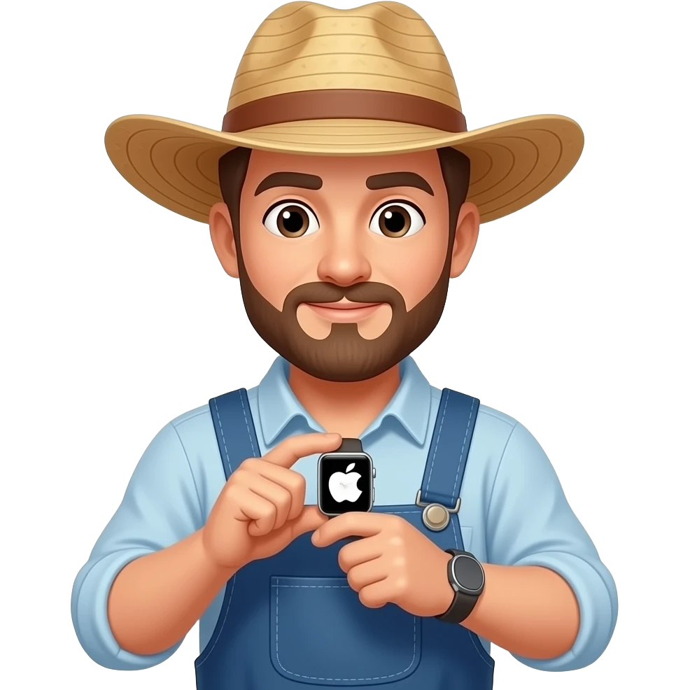 a farmer looking to apple watch emoji