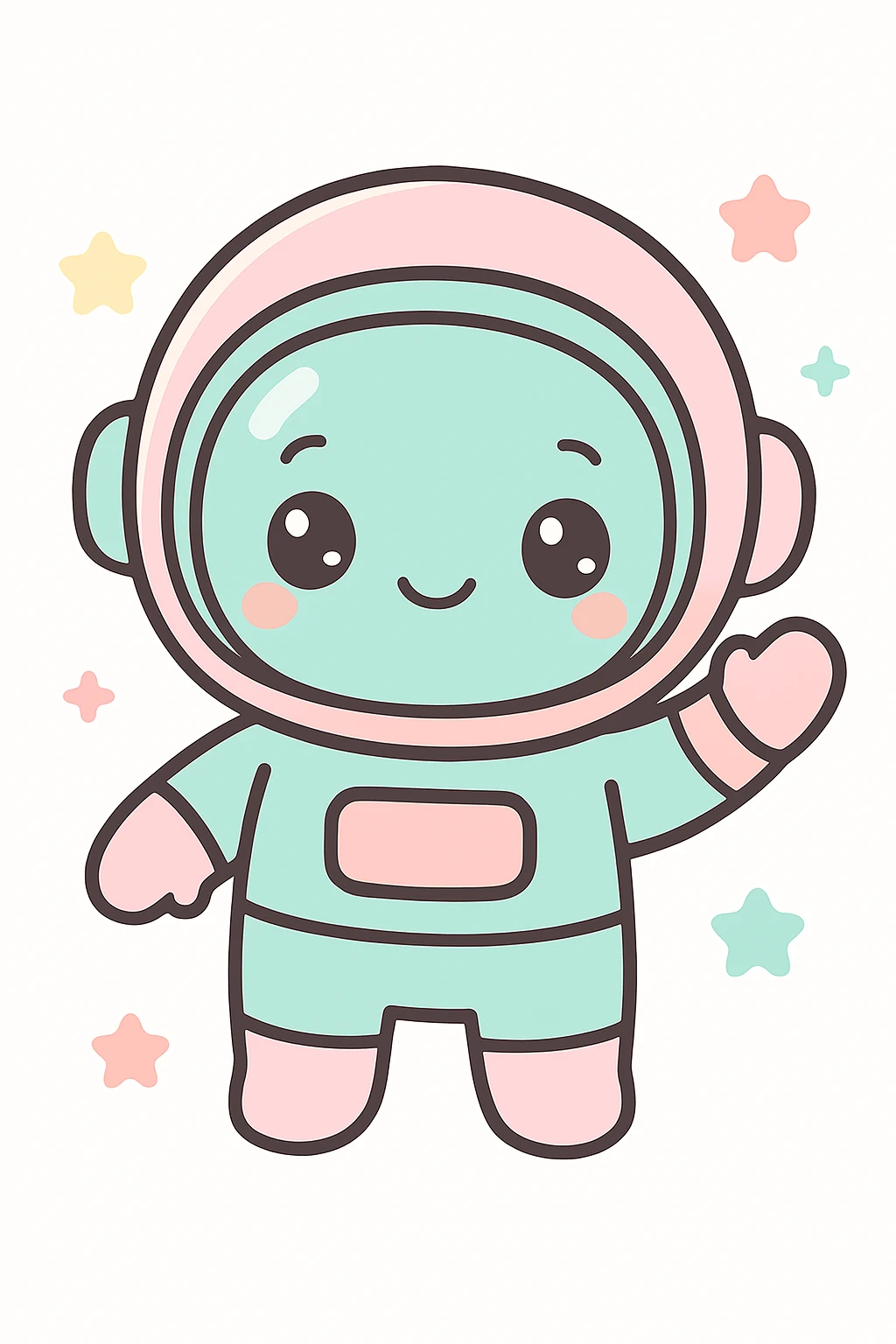 Make the cute astronaut wave, keep the kawaii cartoon style. emoji