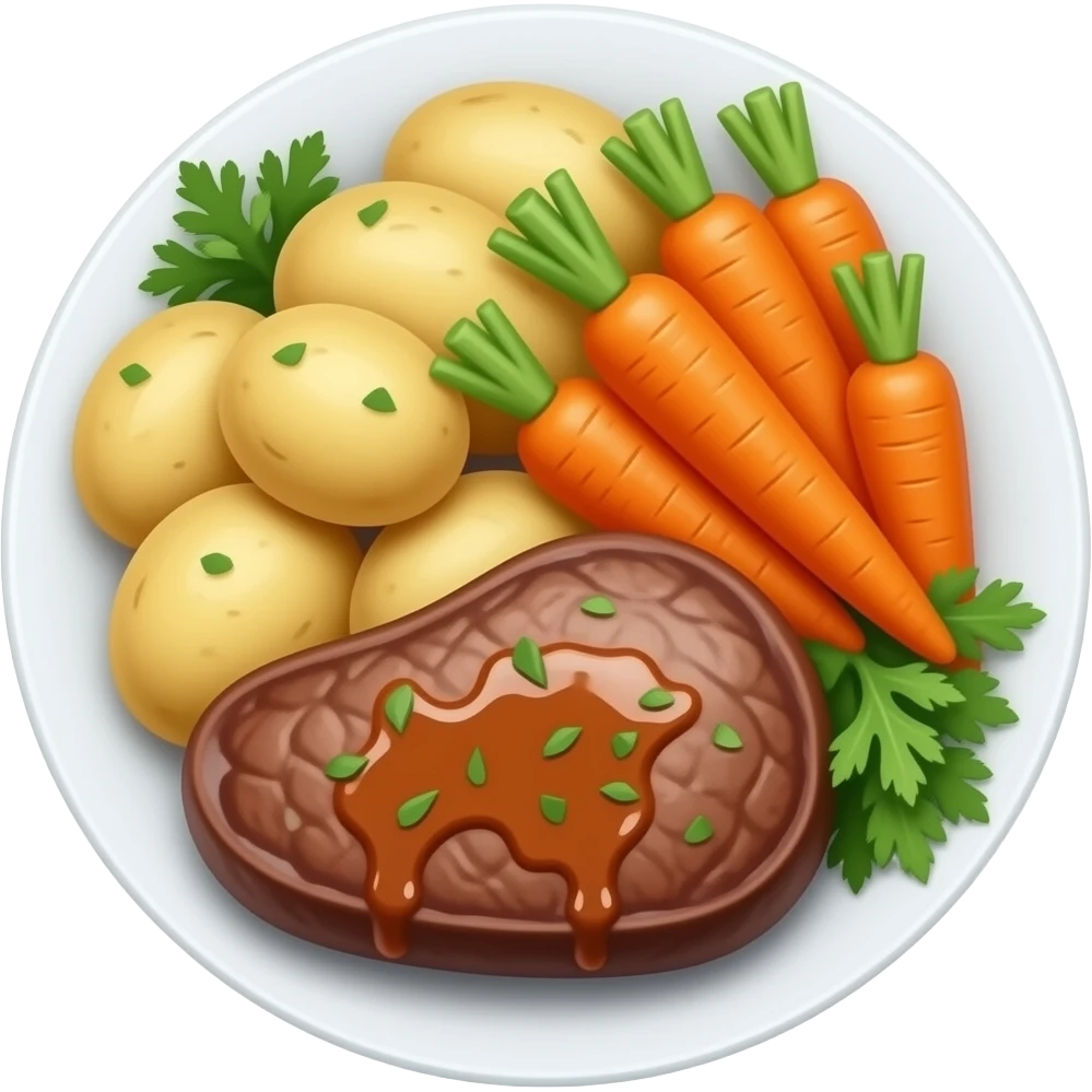 Steak Potatoes Carrots dish emoji