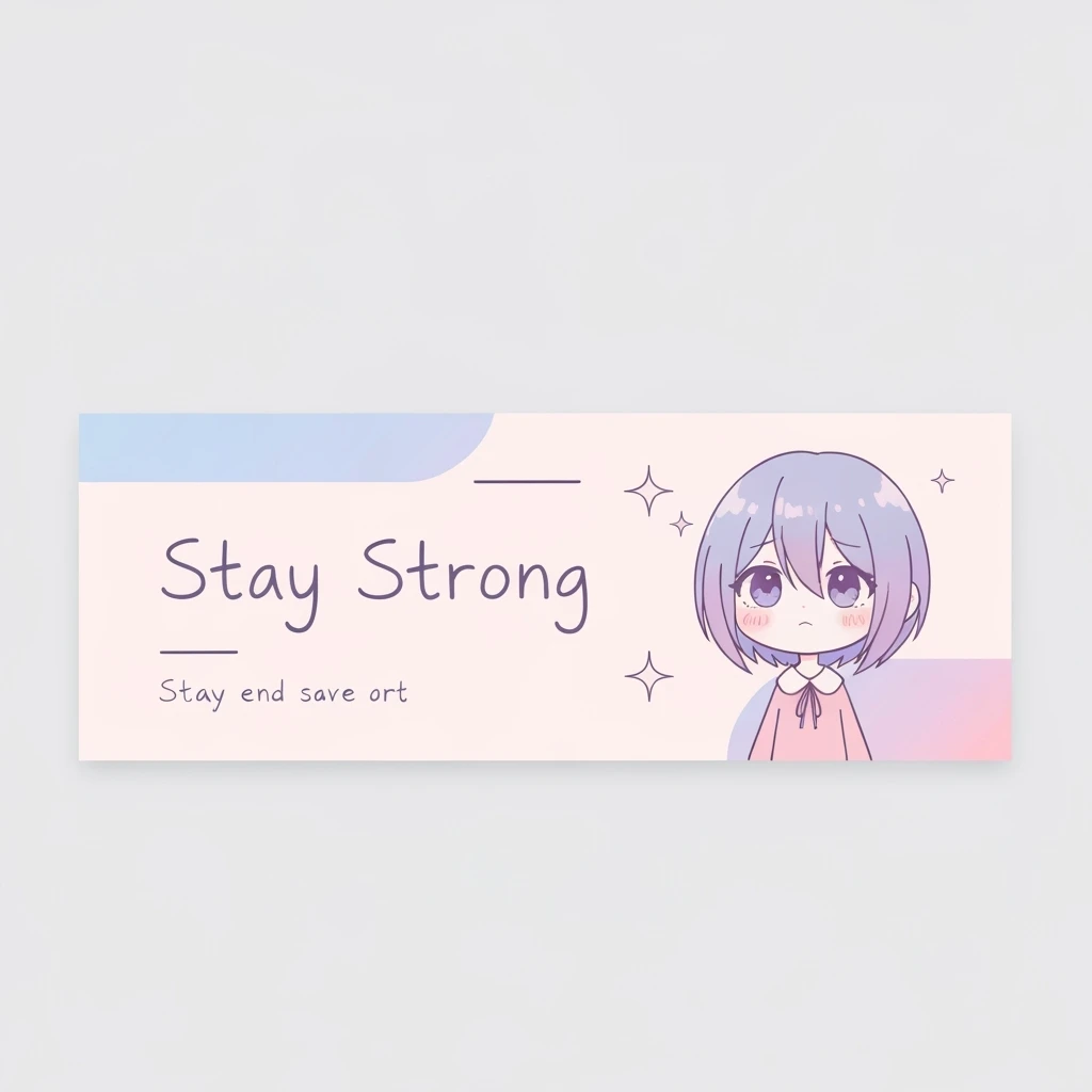 pastel emo banner, cute, expressive, minimal, with the text 'Stay Strong' emoji