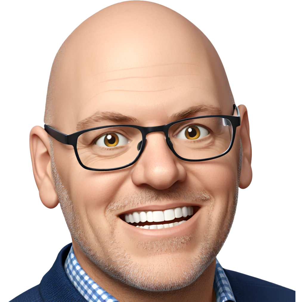 smiling bald man with glasses emoji