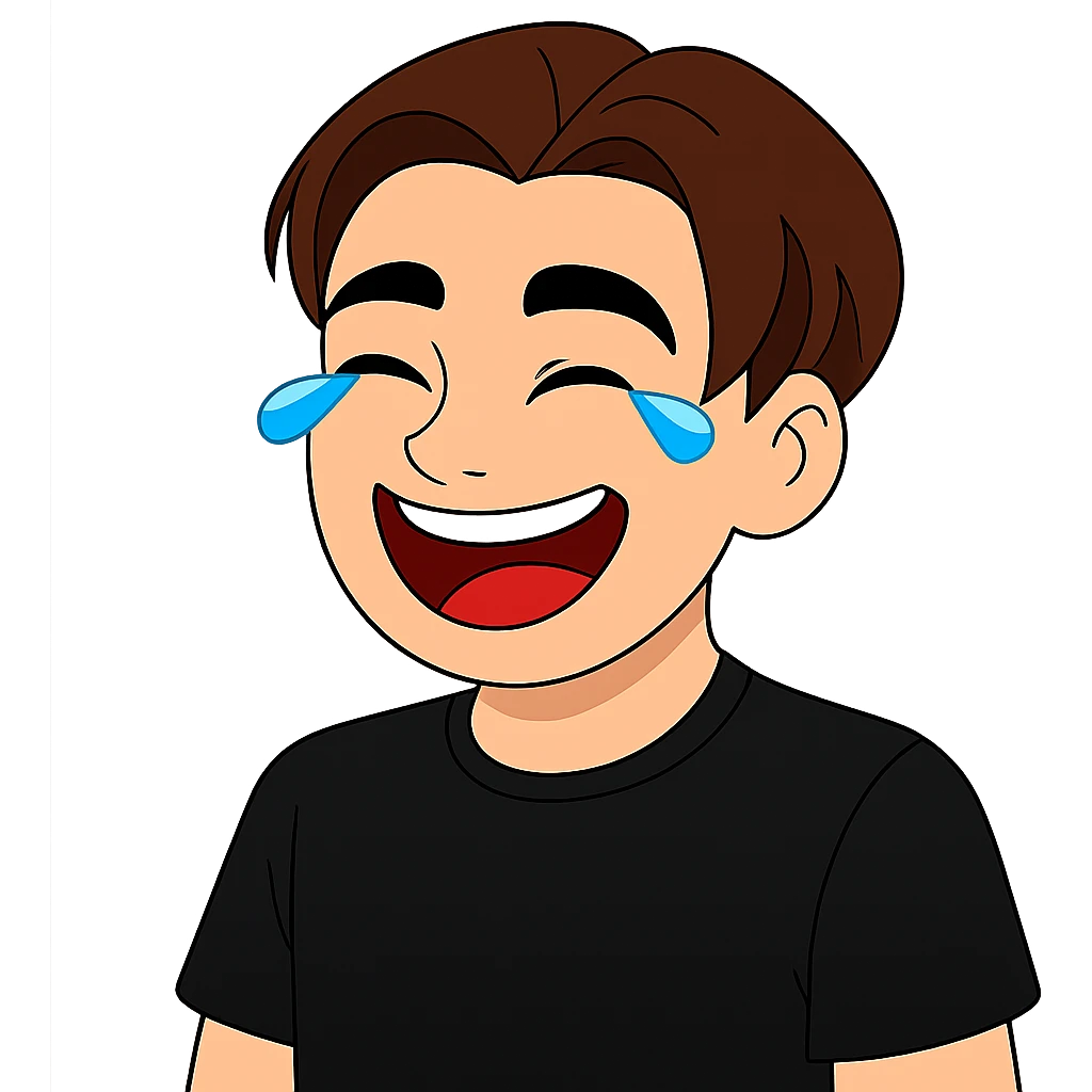 Change the hair color to a brown shade matching the 4th reference image and change the shirt color to black matching the 5th reference image. Keep the background transparent. emoji