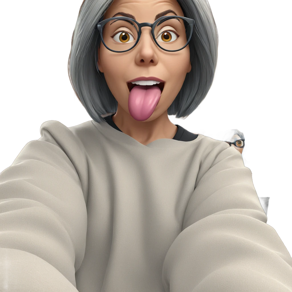 girl with glasses sticking tongue out emoji