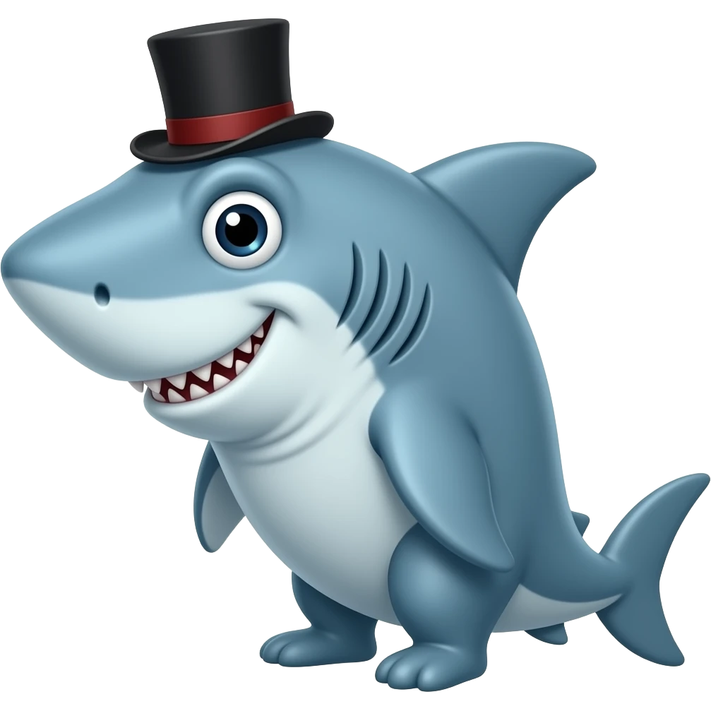 Shark with a top hat emoji
