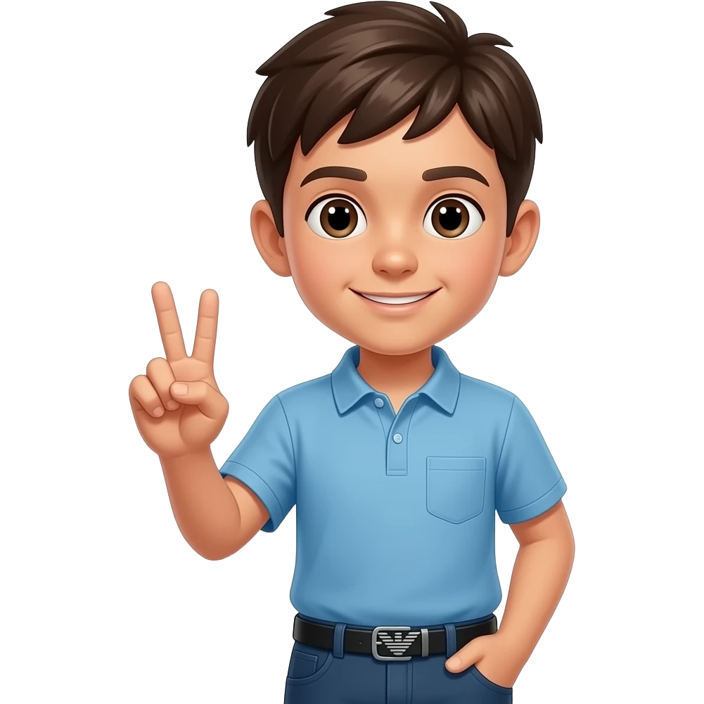 Garoto usando um bene da  Empório Armani Fazendo o 2 emoji