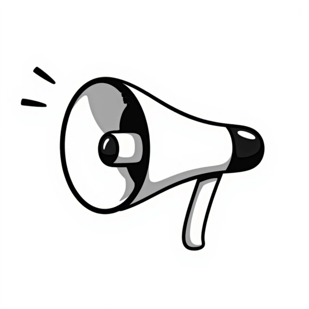 megaphone, hand-drawn doodle style emoji