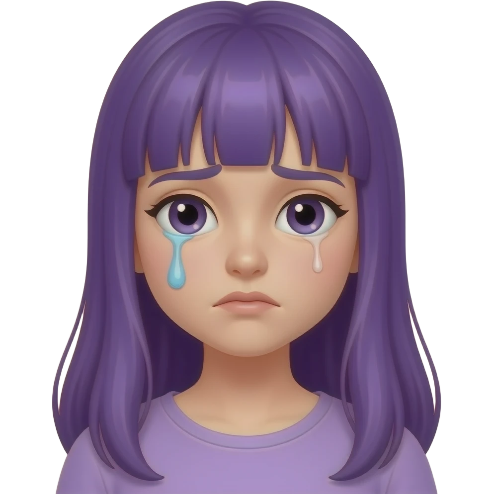 GIRL WITH LONG PURPLE HAIR IS TIRED emoji
