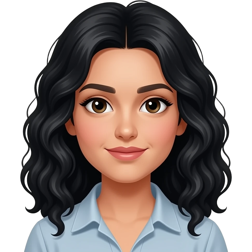 Ein Mädchen mit WEllen/locken schwarze Haare einmischen mehr als Schulter sie seht kurdisch aus emoji
