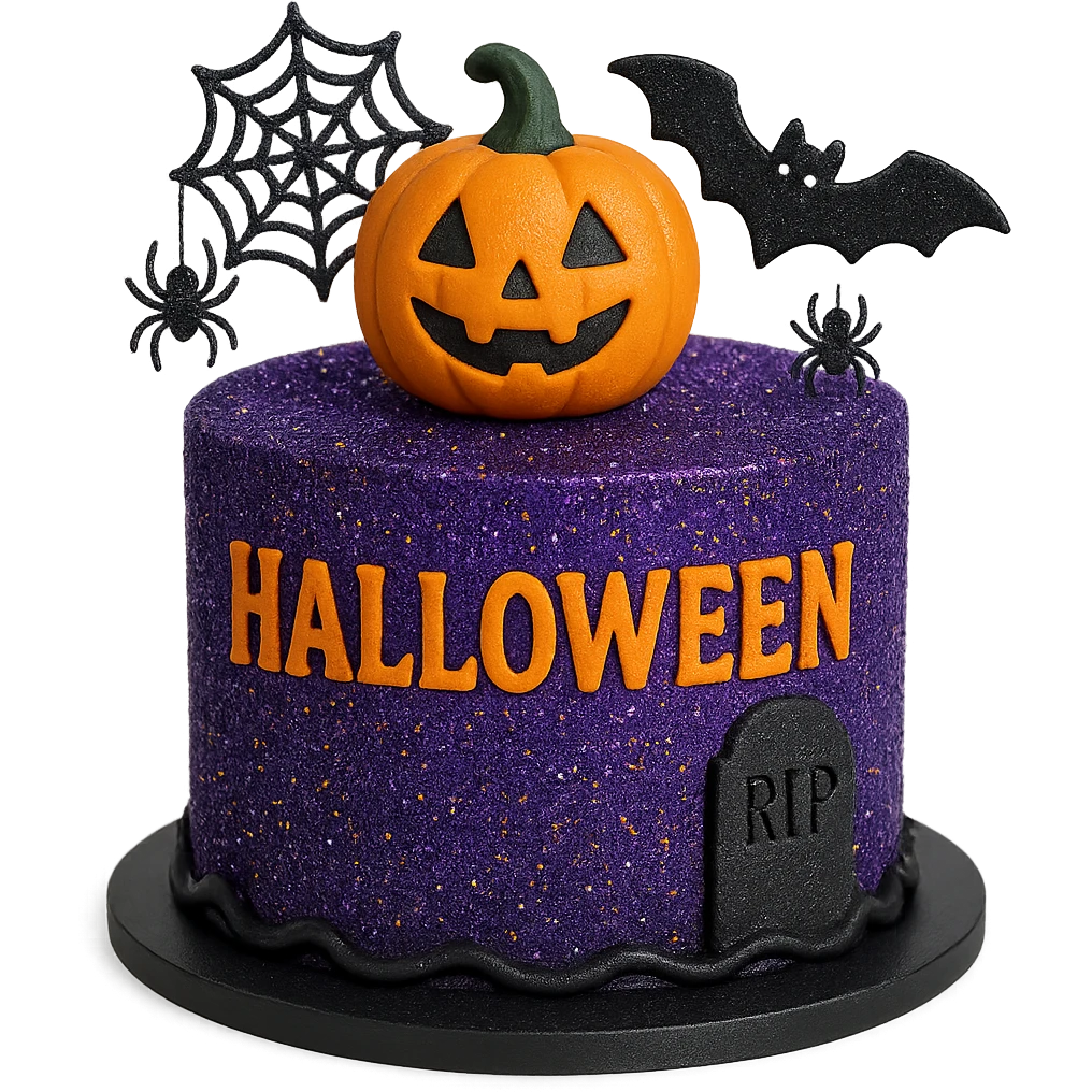 halloween cake, sparkly and trendy, remove background emoji