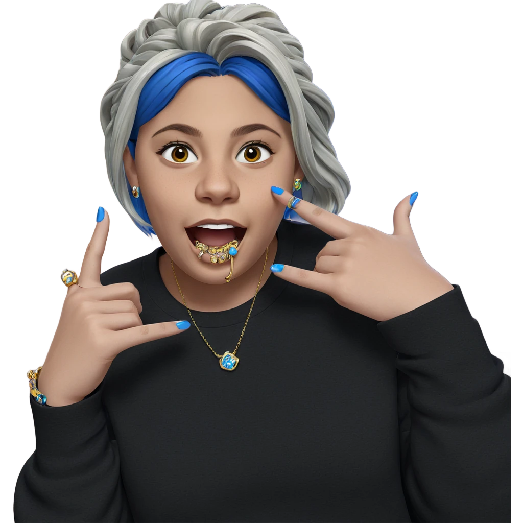 blue-haired girl with jewelry emoji