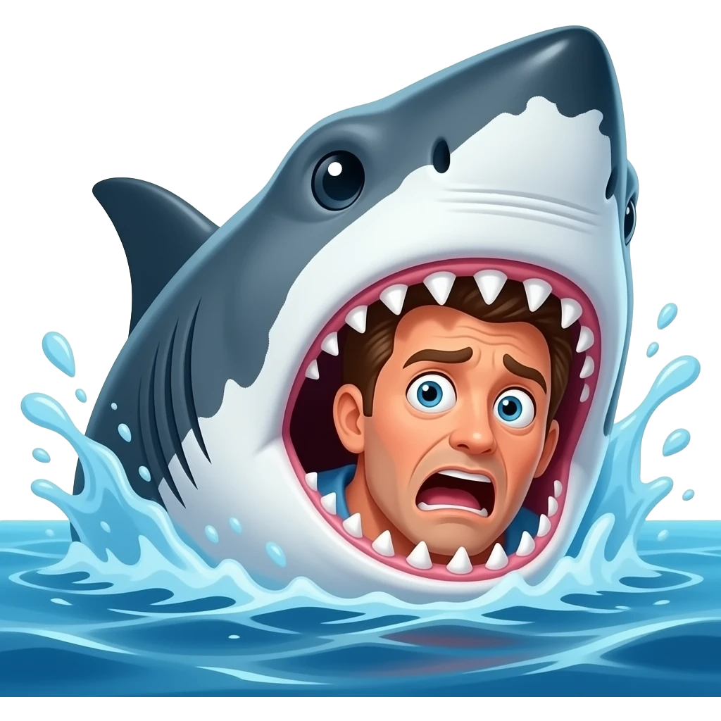 A shark eating a guy emoji