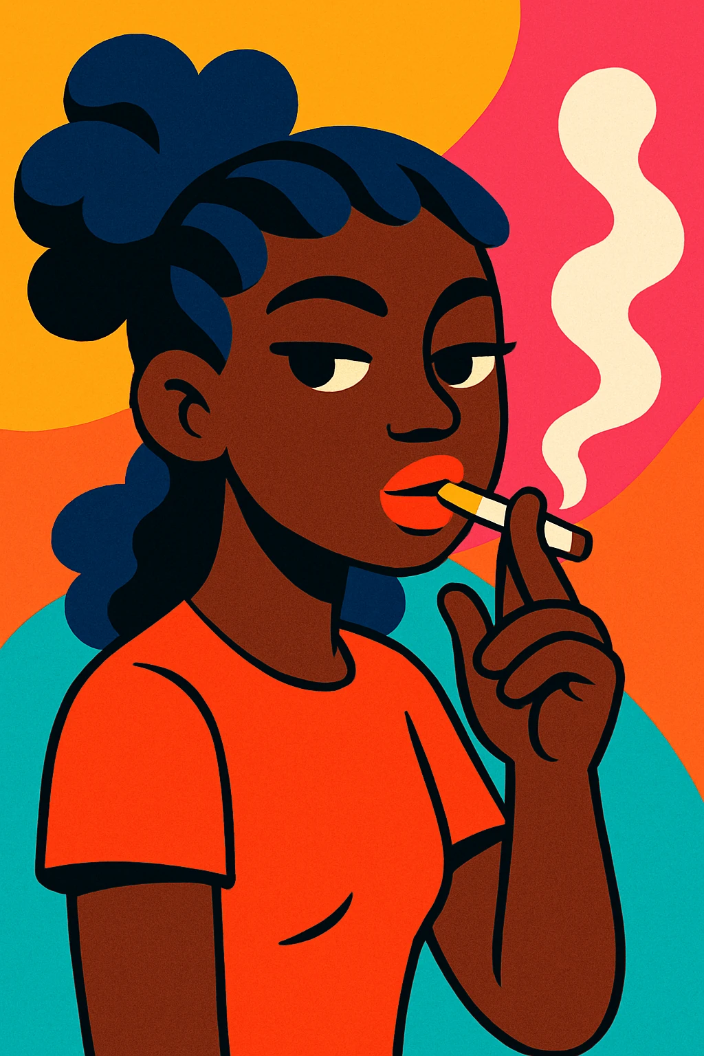 black girl smoking emoji