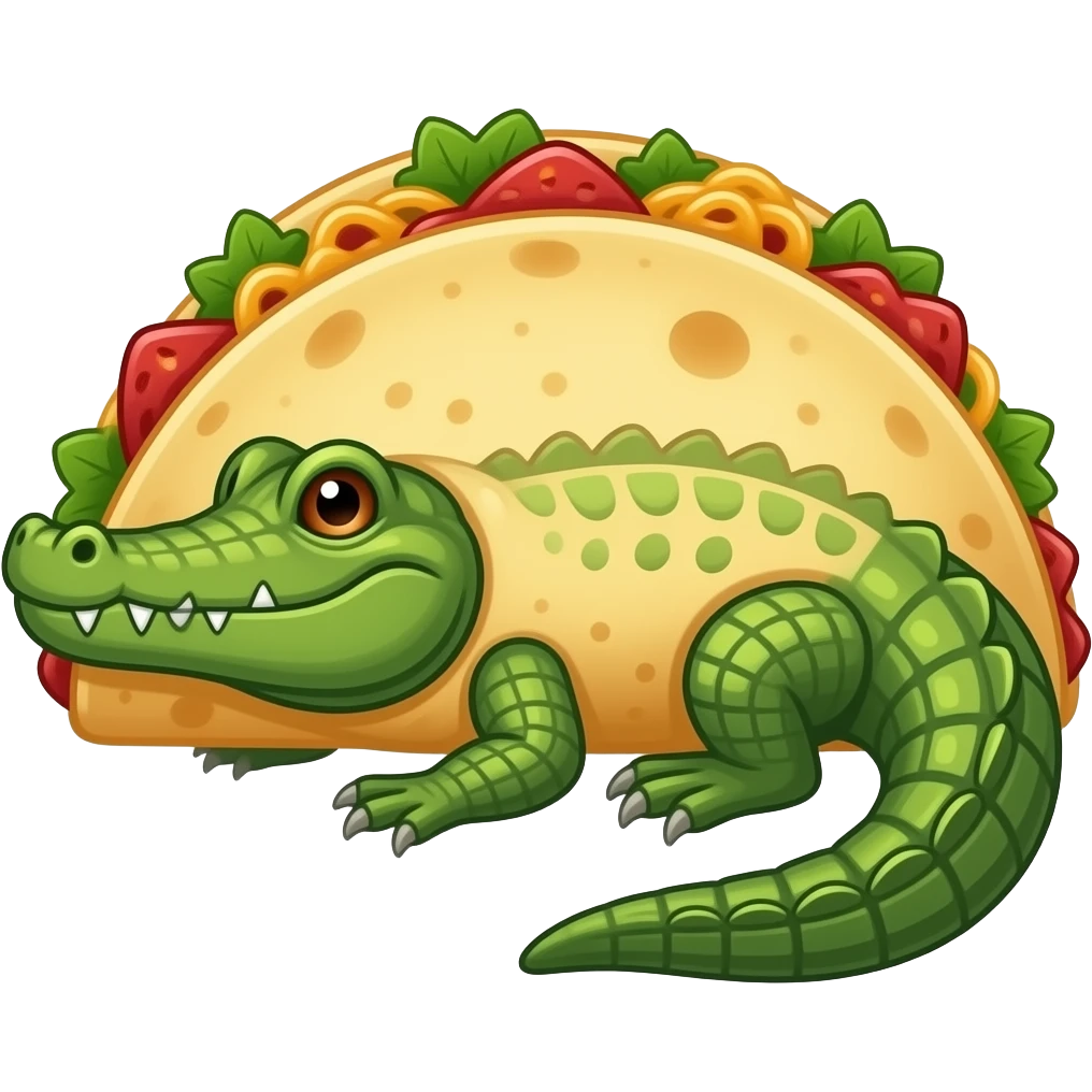 quesadilla fused with crocodile emoji