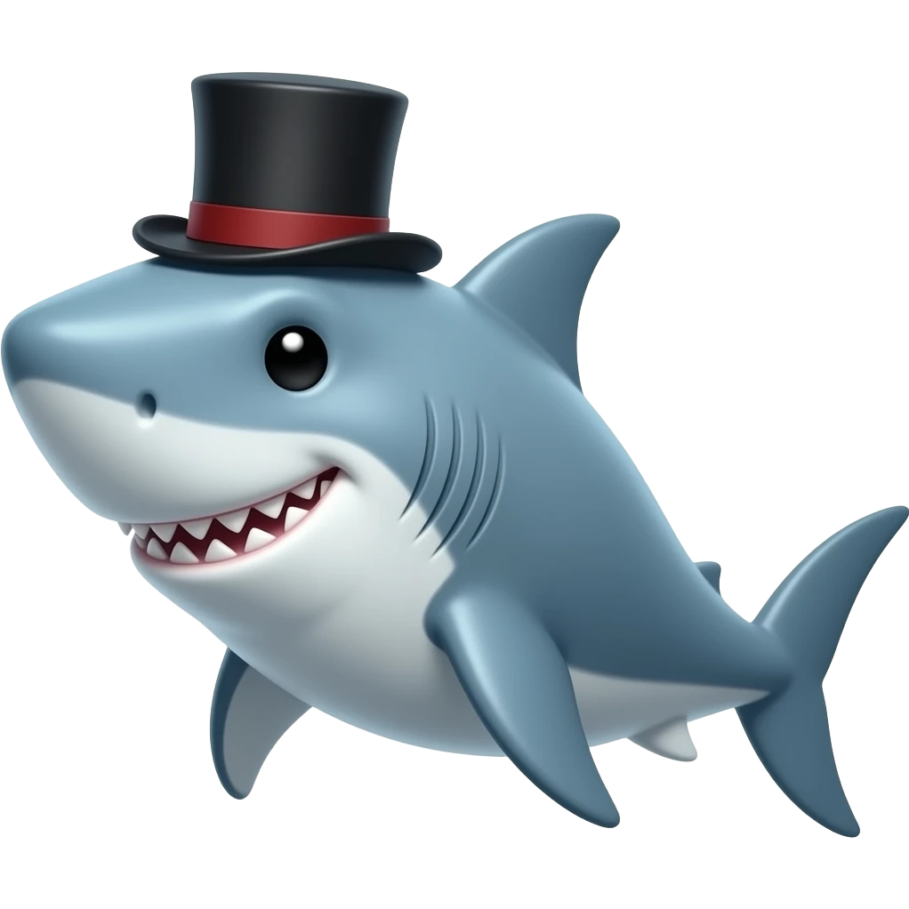 Shark with a top hat emoji