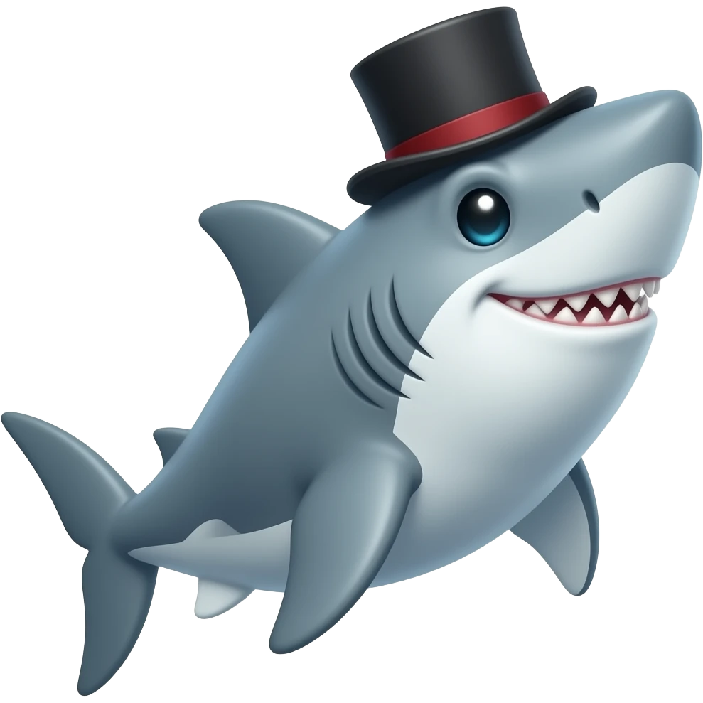 Shark with a top hat emoji
