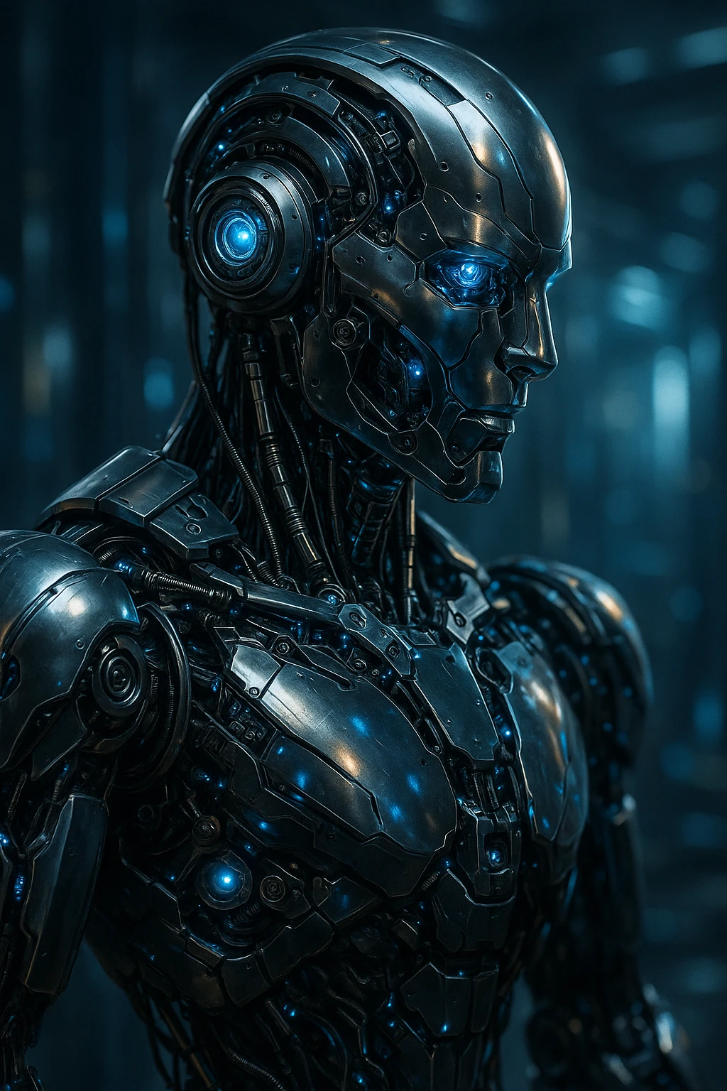 detailed and metallic ai robot, sci-fi style emoji