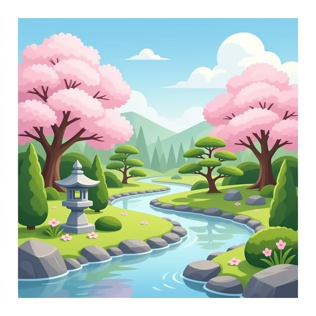 Aesthetic Japanese zen garden Sakura pink beautiful pretty shiny pastel delicate scenery emoji