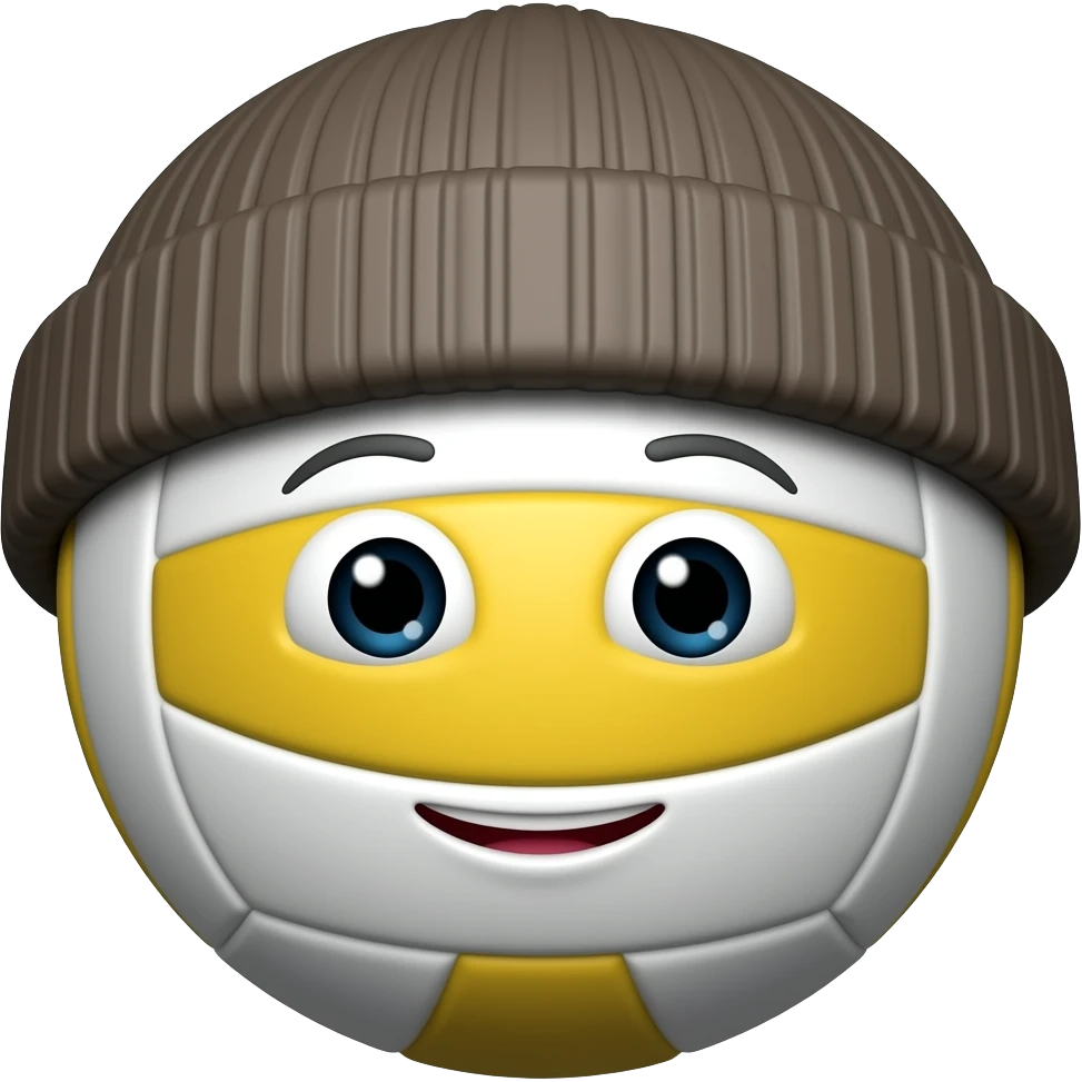 volleyball wearing a beanie eating kampfen. just this. do not add anything else, i want the volleyball to have a face emoji