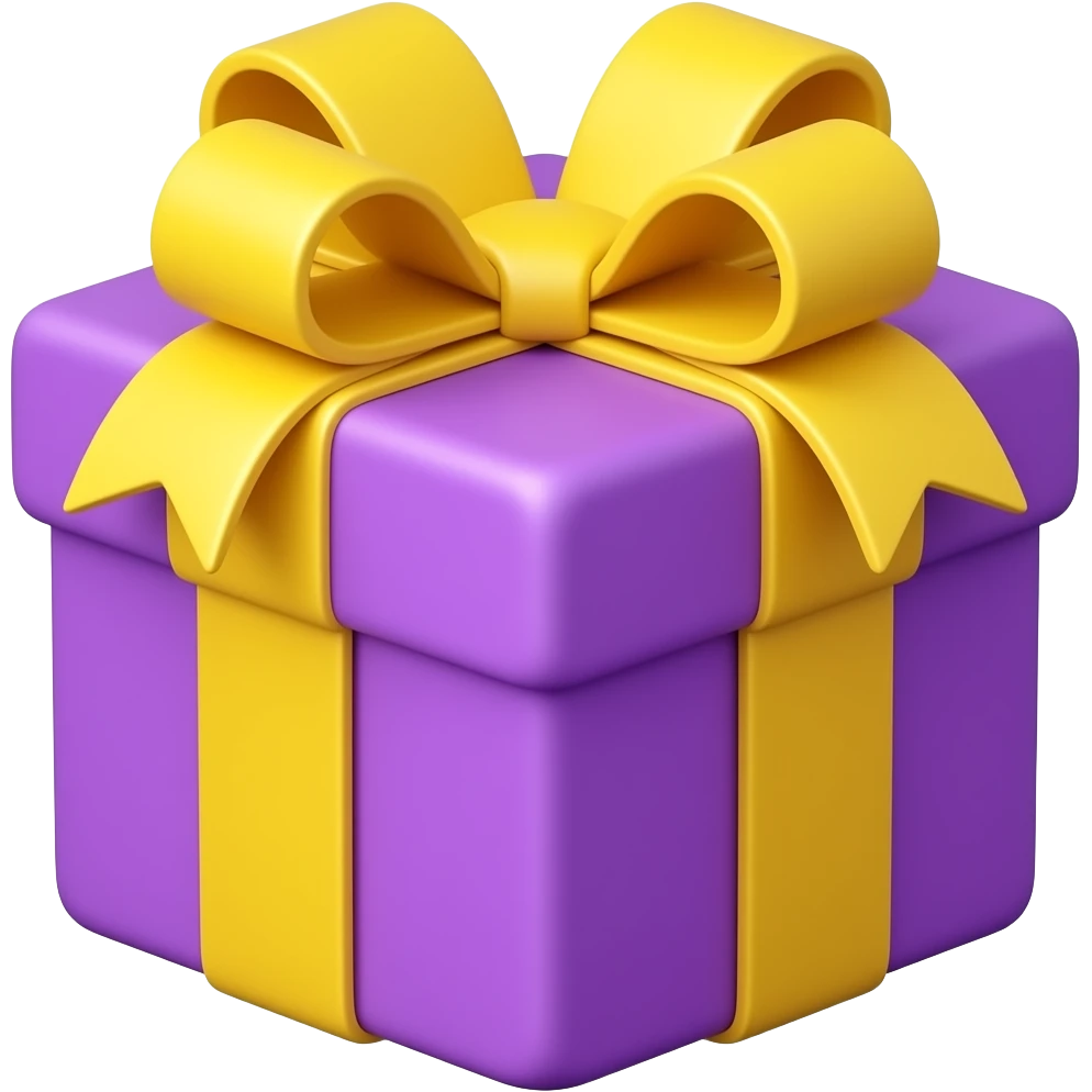 Purple and yellow wrapped gift box with ribbon bow ios emoji Apple iphone emoji