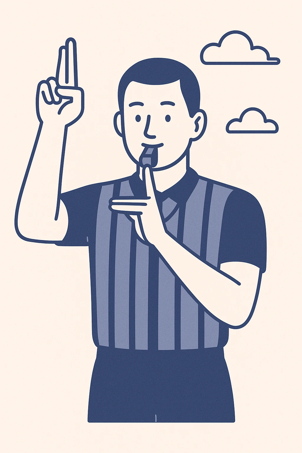 basketball referee making a technical foul signal with a calm face, clear and expressive style emoji