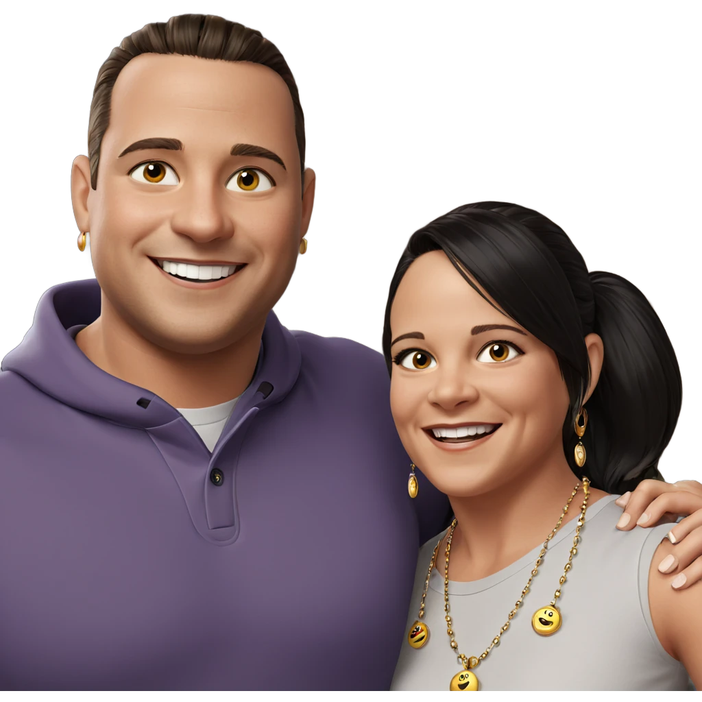 smiling couple with jewelry emoji