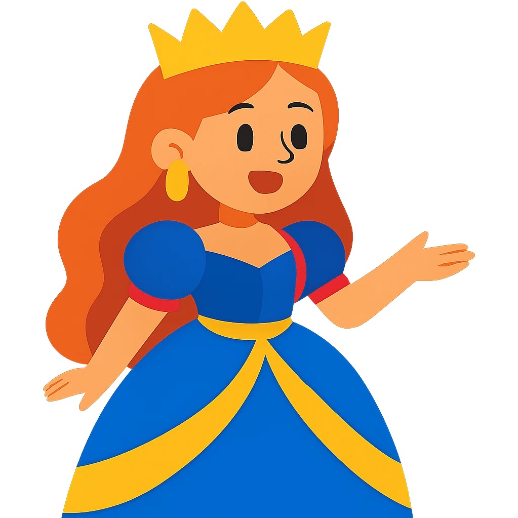 Add a crown to the princess, keep the style consistent with the original image, and maintain a transparent background. emoji